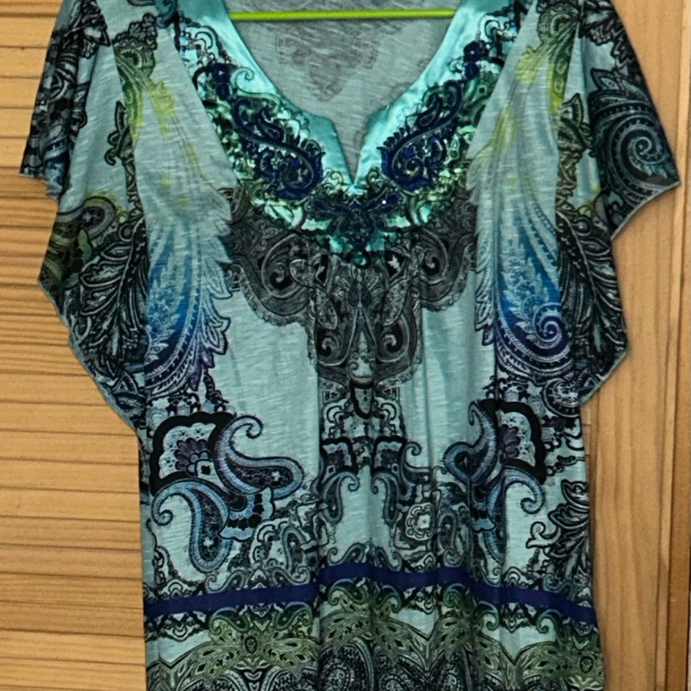 Women's Blue Paisley Top